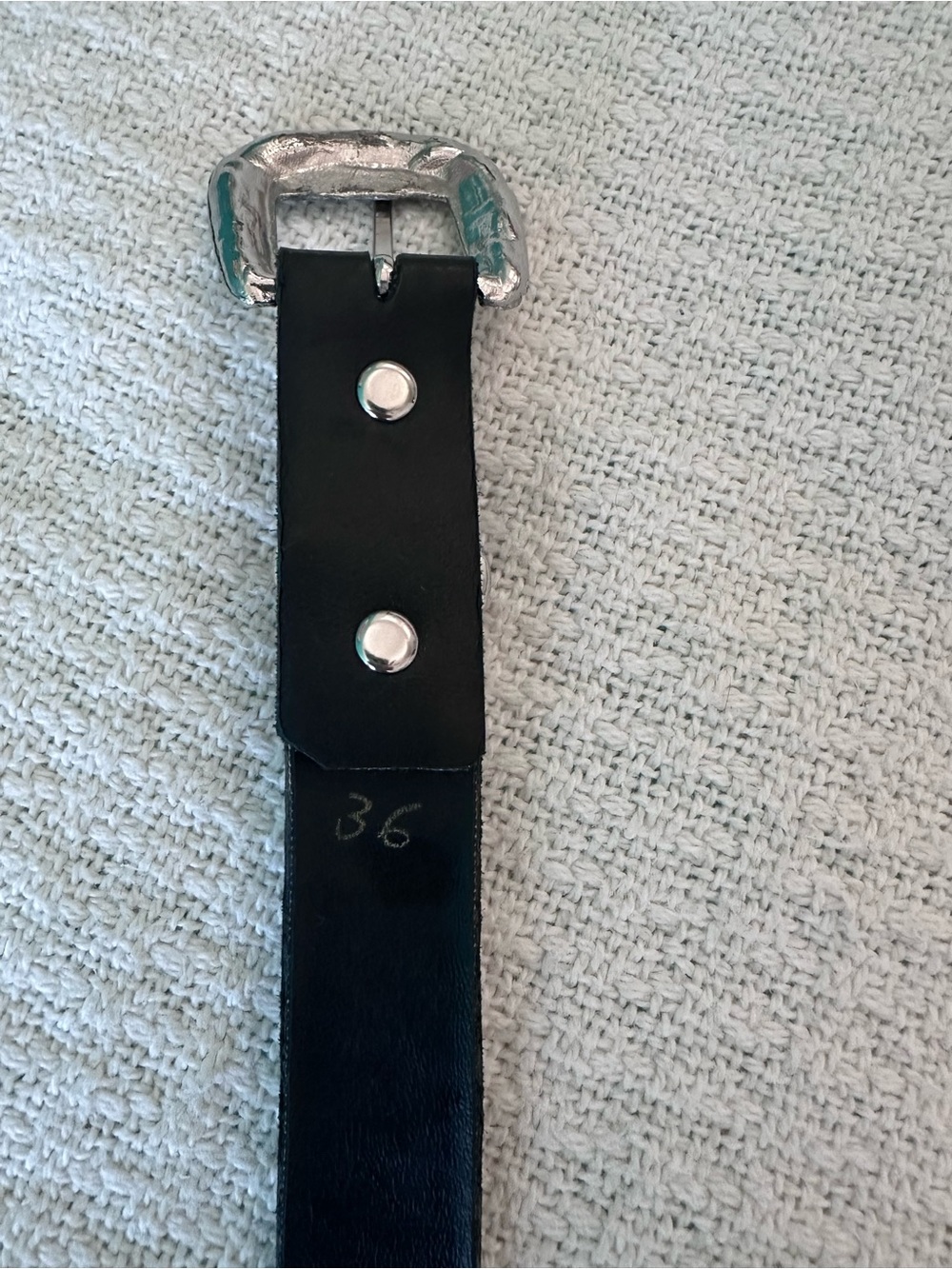 Kippy’s Crystal Rhinestone Western Leather Belt Black Silver Size 36 - Picture 7 of 8